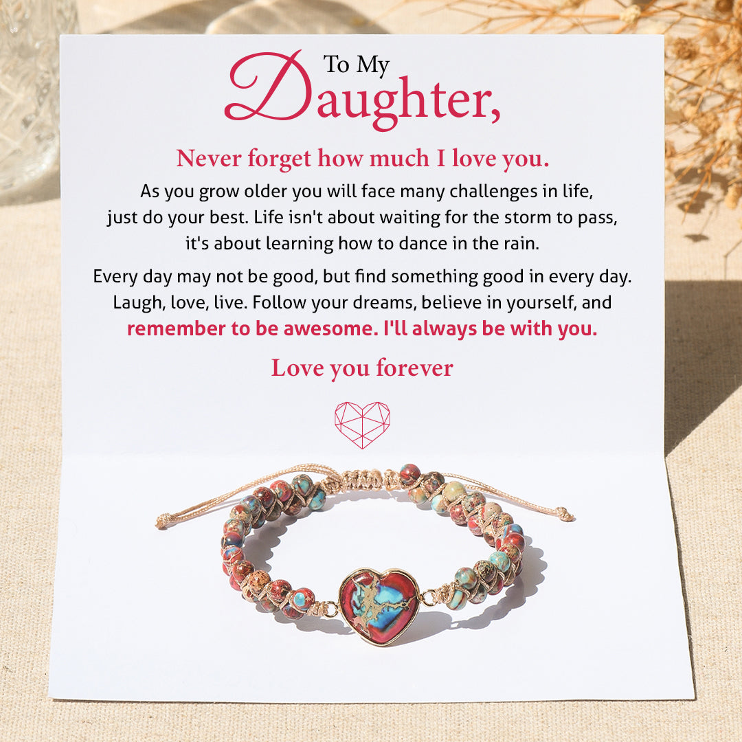 An meine Tochter, liebe dich für immer, Jaspis-Herzarmband