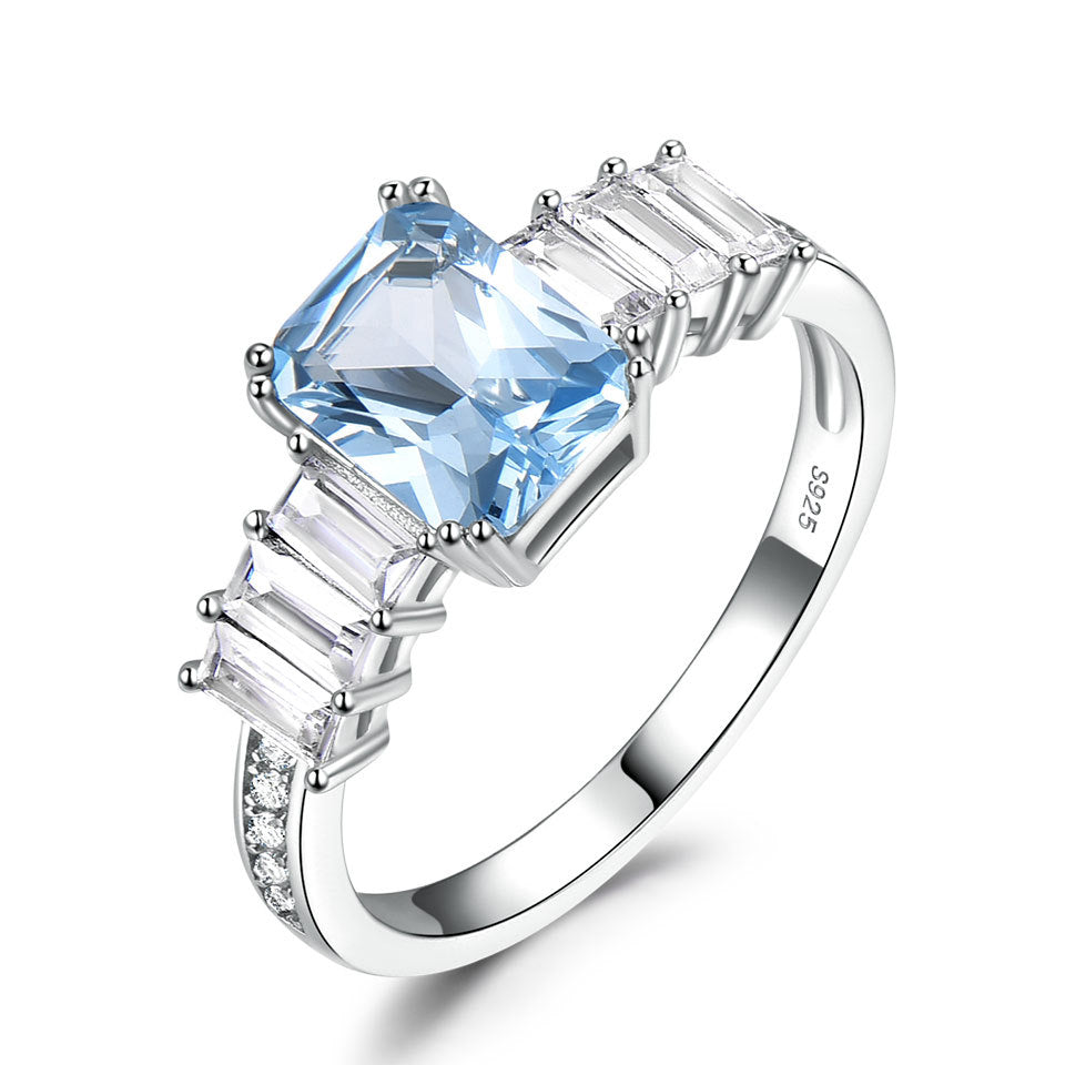 Emerald-Cut Cubic Zirconia Ring in S925 Sterling Silver