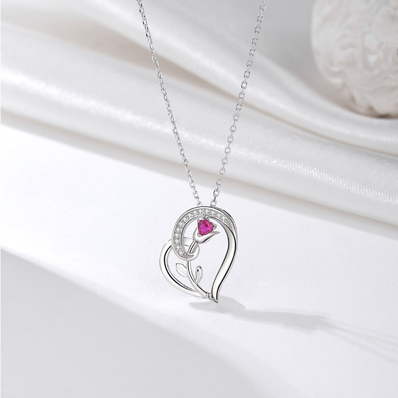 Romantic Ruby Heart S925 Necklace