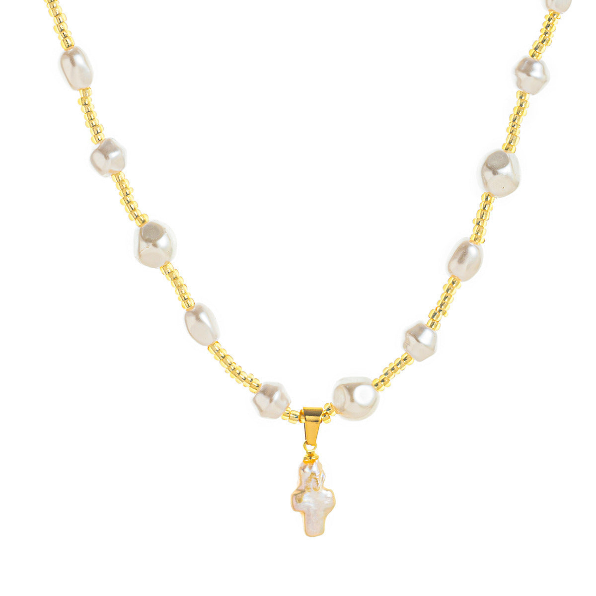 Radiant Cross of Pearl Necklace