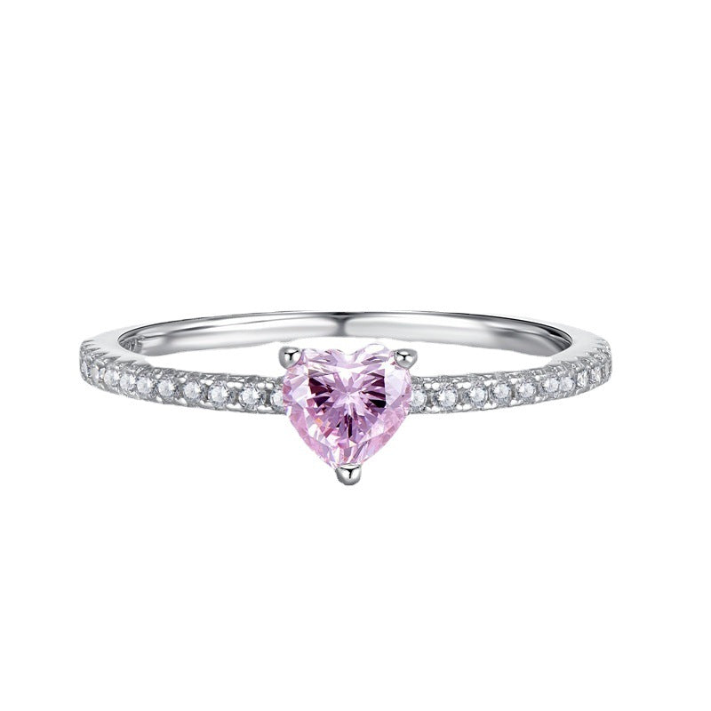Elegant Heart Silver Zircon Ring