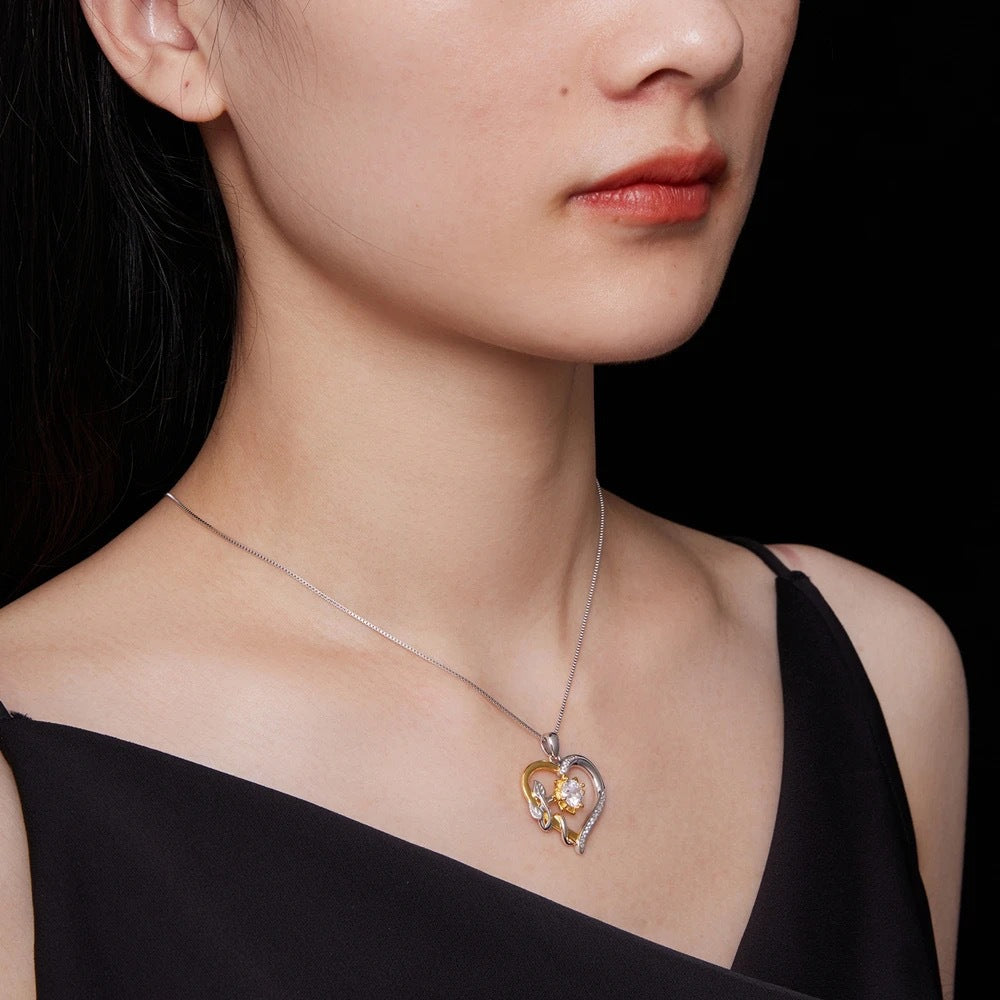 Elegant Heart Flower S925 Necklace