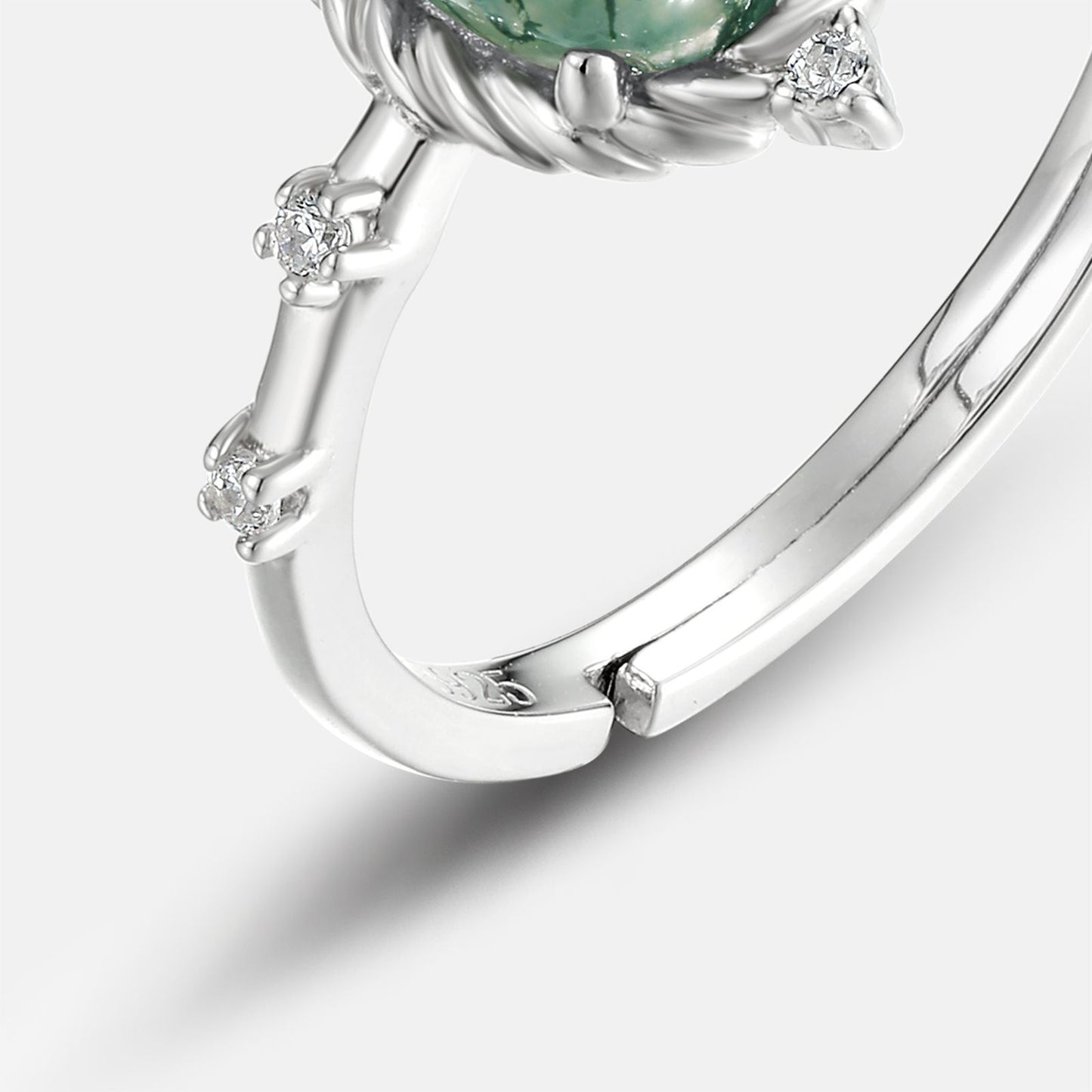 Natural Green Moss Agate S925 Sterling Silver Ring