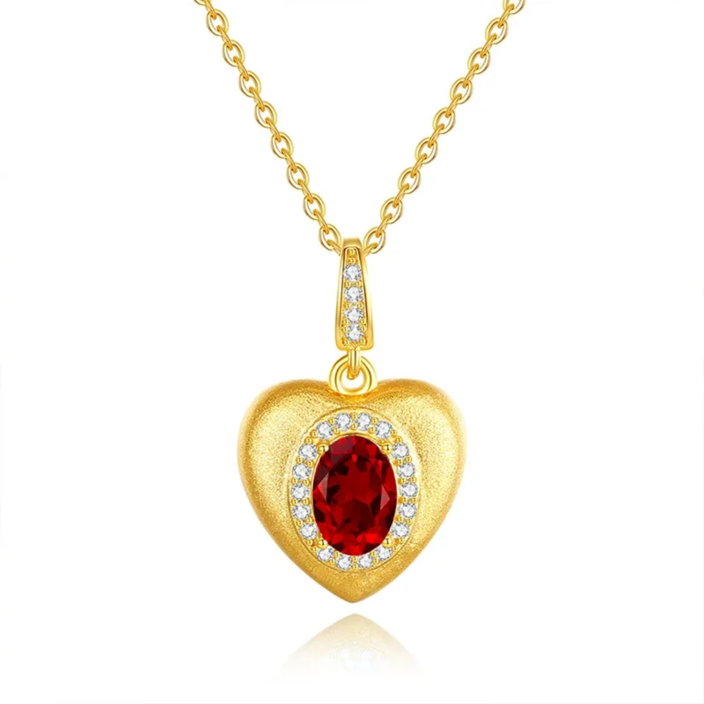 S925 Heart Shaped Gemstone Necklace