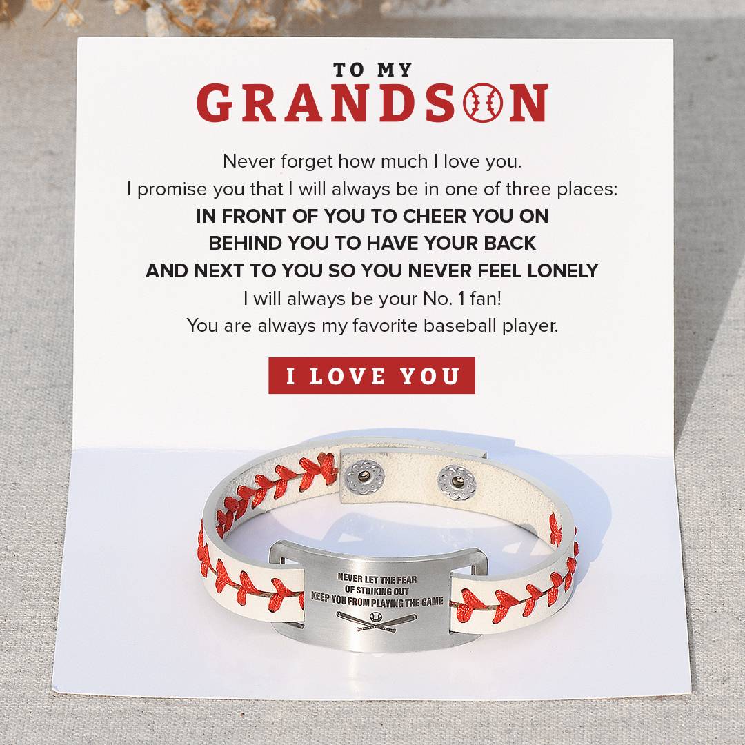 To My Grandson, I Will Always Be Your Number 1 Fan Baseball Bracelet