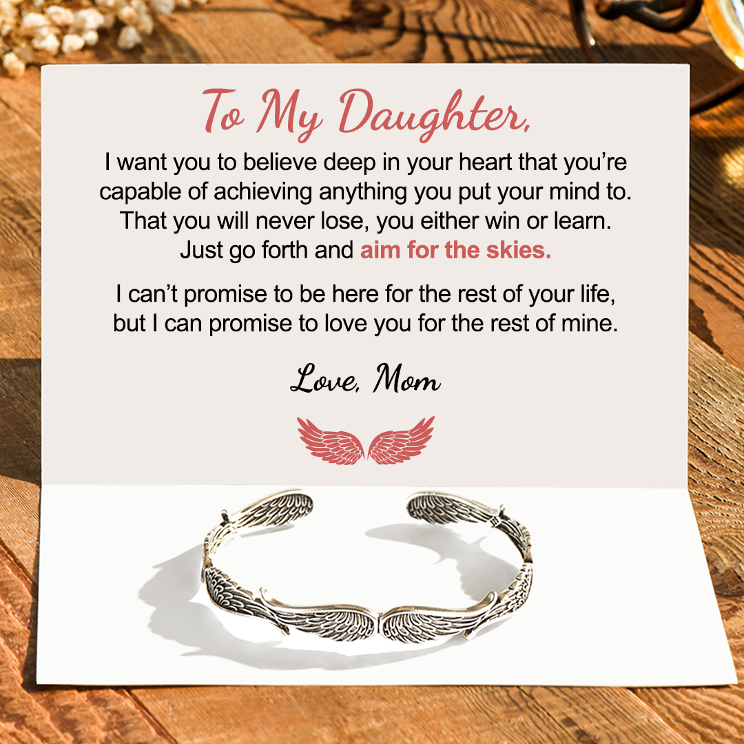 Para mi hija, apunta a los cielos Pulsera vintage con alas de ángel