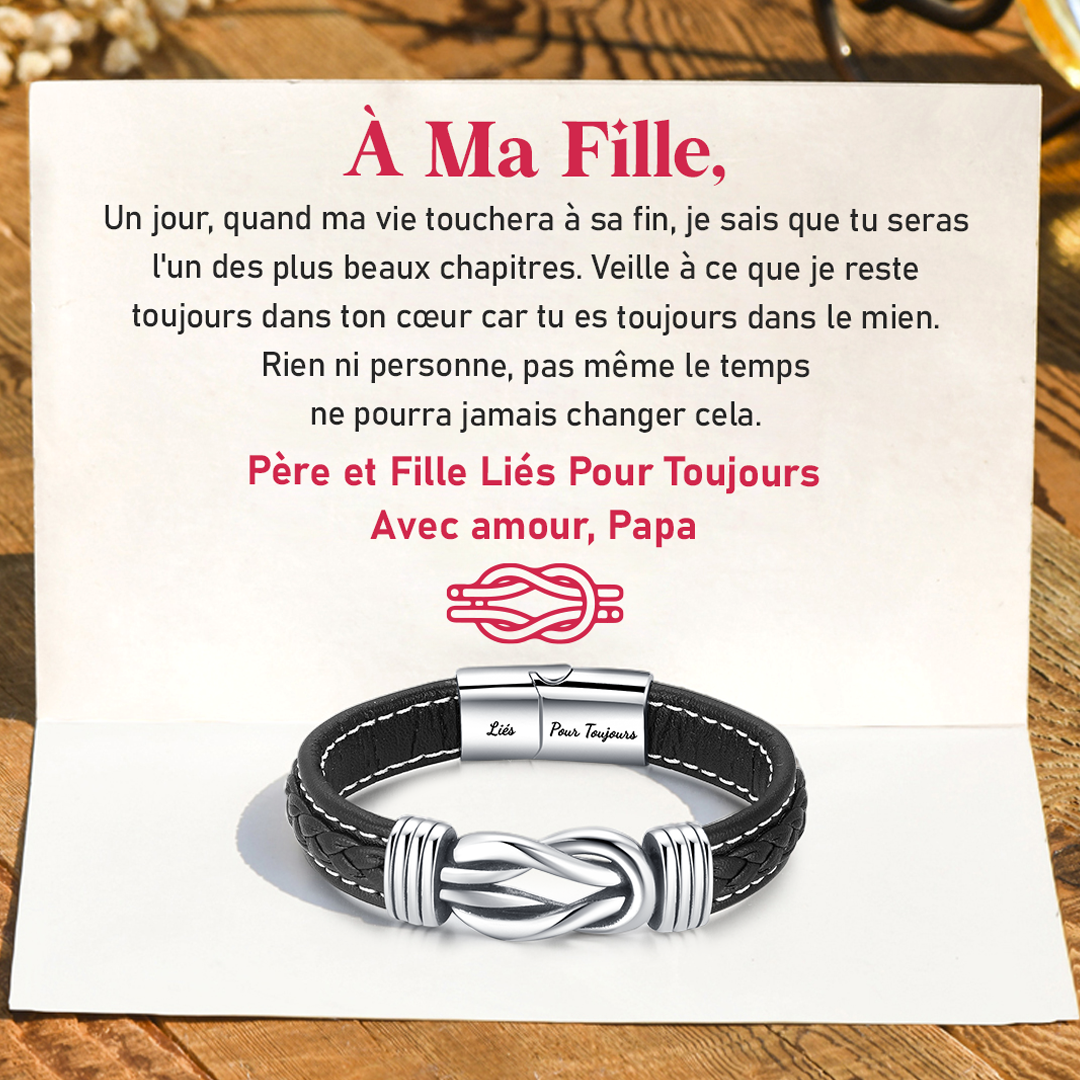 Pulsera de cuero tressé Père et Fille « Liés Pour Toujours »