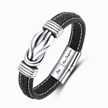 Armband aus Leder mit Perlen, Vater und Tochter „Liés Pour Toujours“