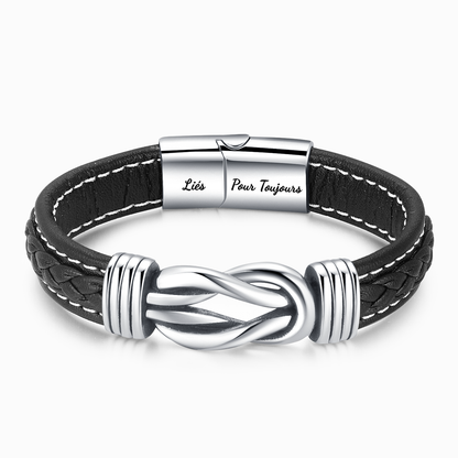 Armband aus Leder mit Perlen, Vater und Tochter „Liés Pour Toujours“