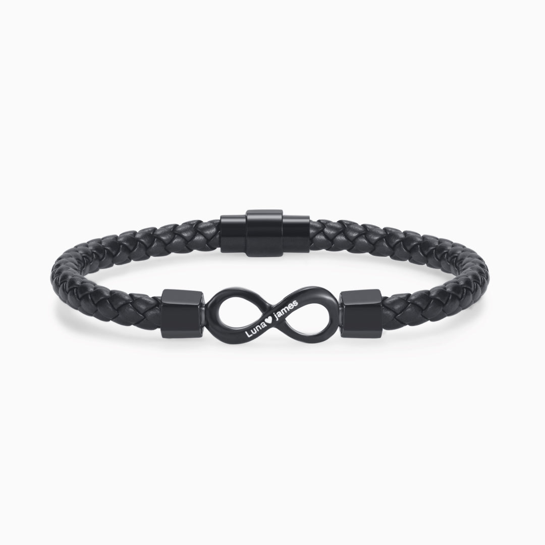 The Day I Lost You Personalized Dual Name Infinity Leather Bracelet