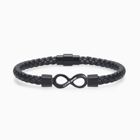 Der Tag, an dem ich dich verlor, personalisiertes Infinity-Lederarmband mit zwei Namen