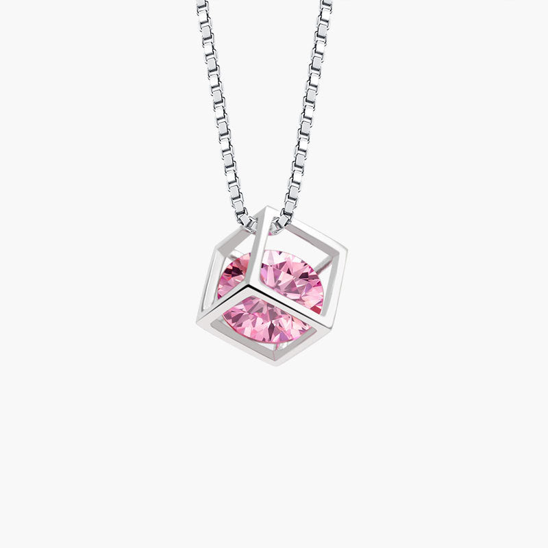 Birthstone Cube Pendant Necklace