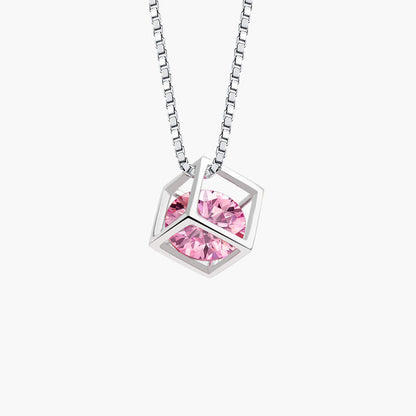 Birthstone Cube Pendant Necklace