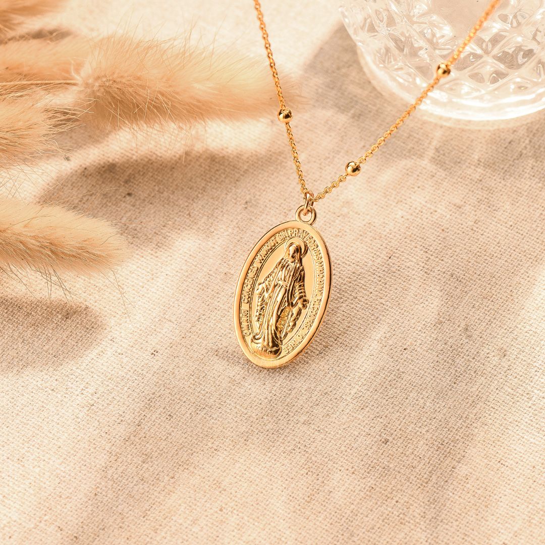 To My Granddaughter, Pray Through It Dainty Virgin Mary Necklace