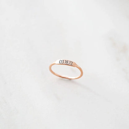 Bar Ring With Engraved Date