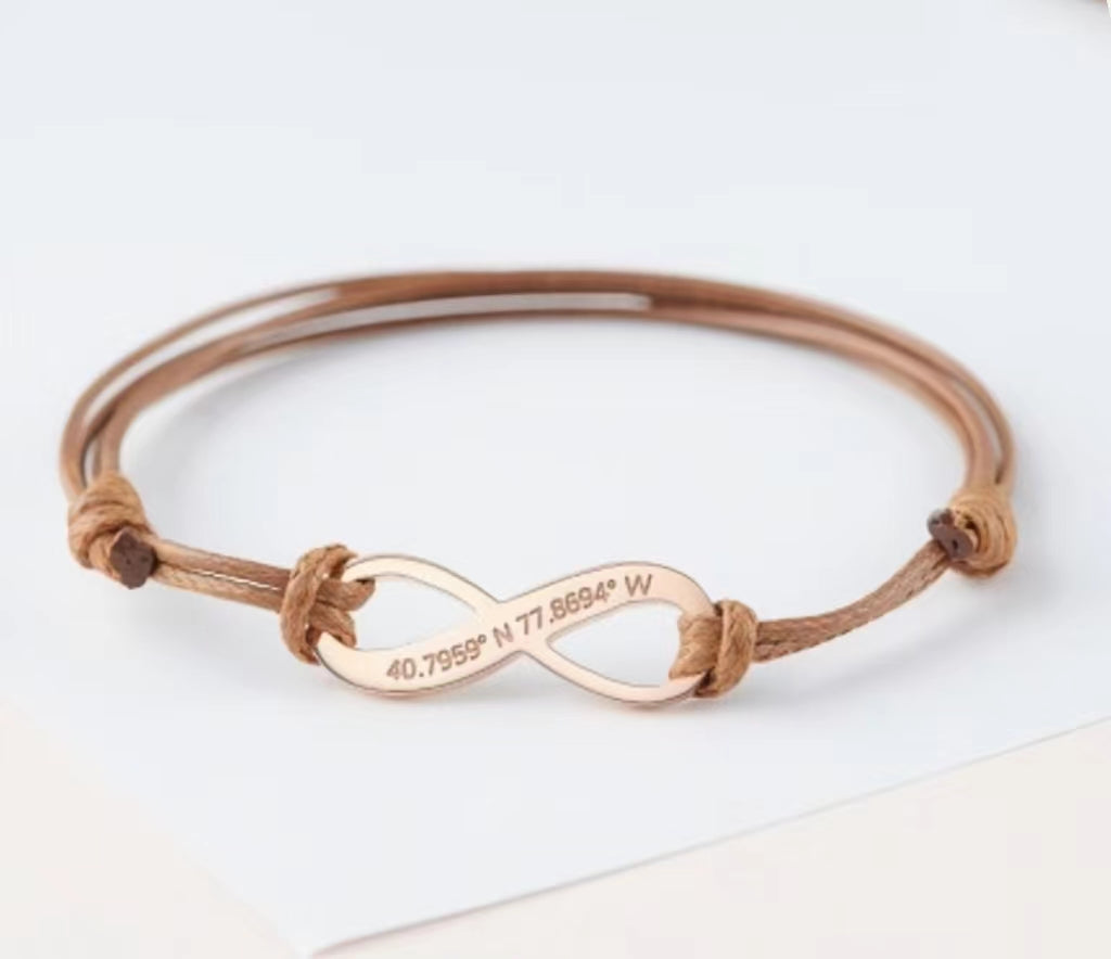 Koordinaten-Lederarmband|Valentinstagsgeschenk für Sie und Ihn 