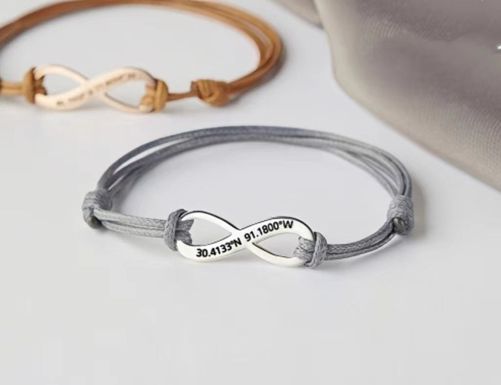 Koordinaten-Lederarmband|Valentinstagsgeschenk für Sie und Ihn 