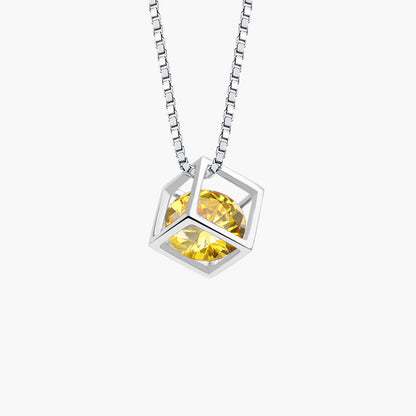 Birthstone Cube Pendant Necklace