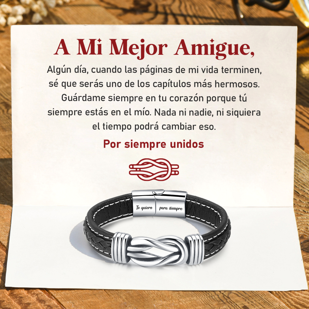 Geflochtenes Lederarmband „Mejores Amigues Unidos Para Siempre“