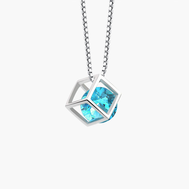 Birthstone Cube Pendant Necklace