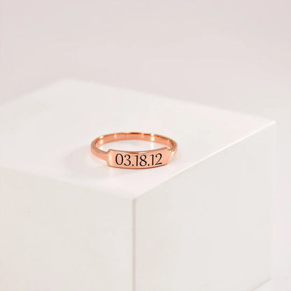 Bar Ring With Engraved Date