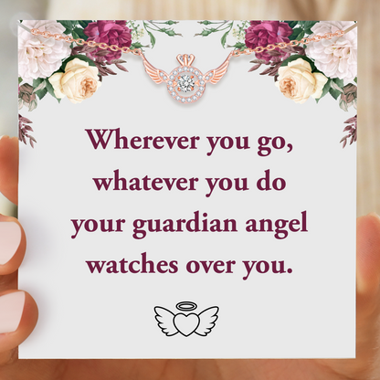 Wherever You Go, Your Angel Watches Over You Wings Necklace