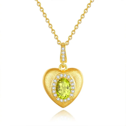 S925 Heart Shaped Gemstone Necklace