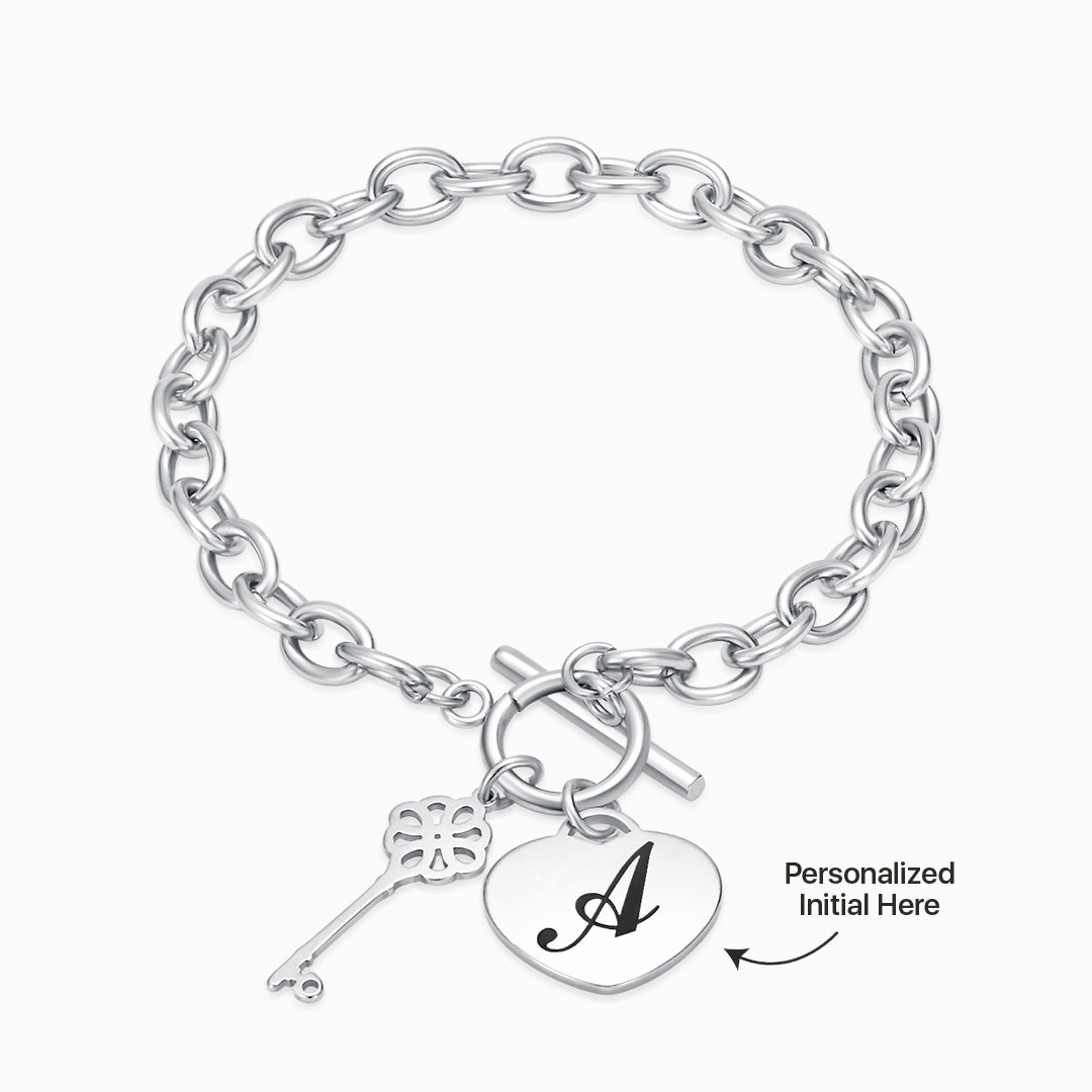 Personalized Initial Engraved Heart Memorial Bracelet