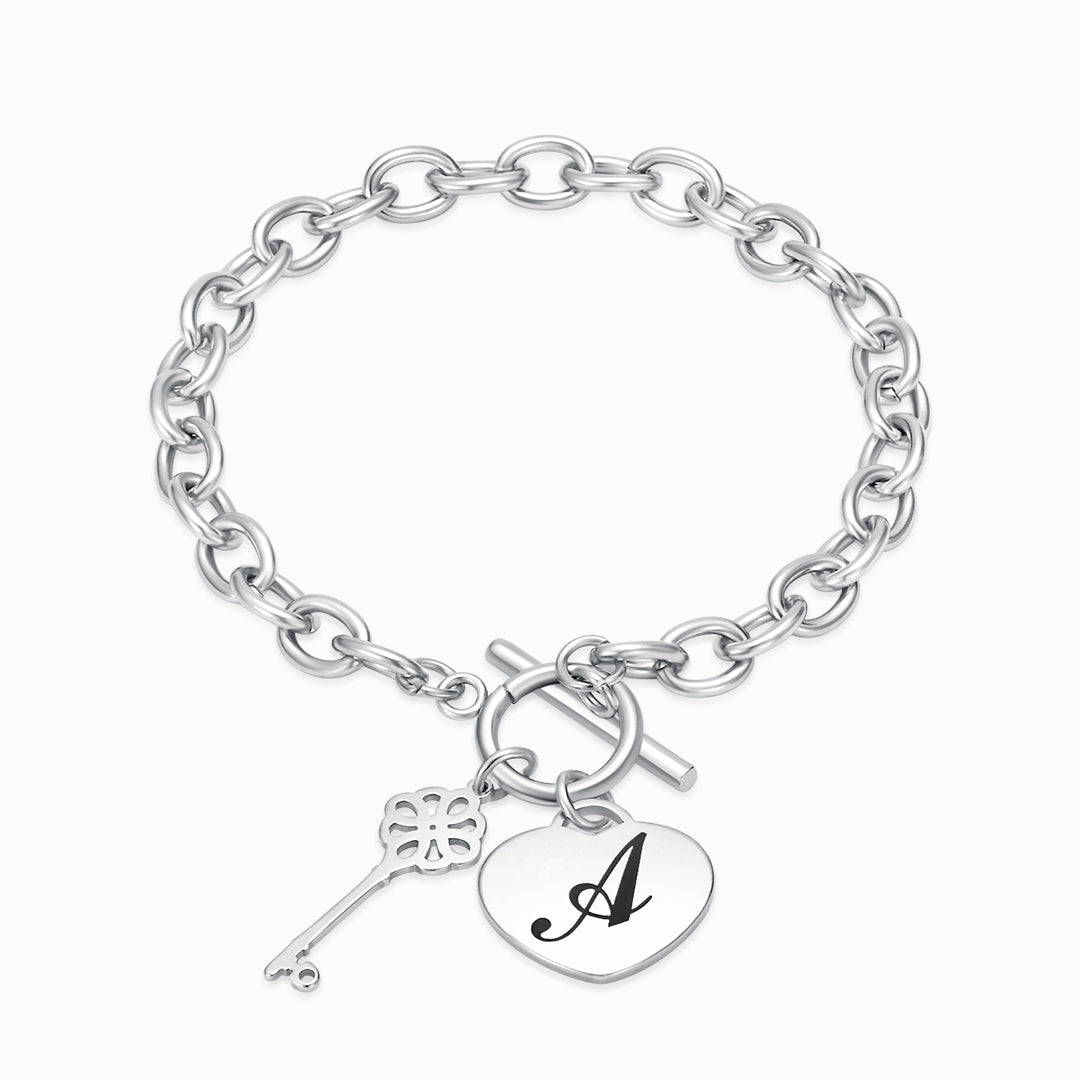 Personalized Initial Engraved Heart Memorial Bracelet