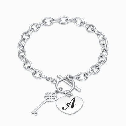 Personalized Initial Engraved Heart Memorial Bracelet