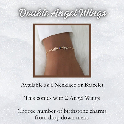 Linked in Love Angel Wing Birthstone Bracelet Necklace