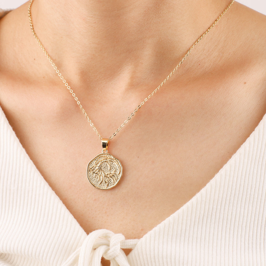 Collar con colgante de moneda con signo astrológico: regalo de San Valentín o cumpleaños para ella 