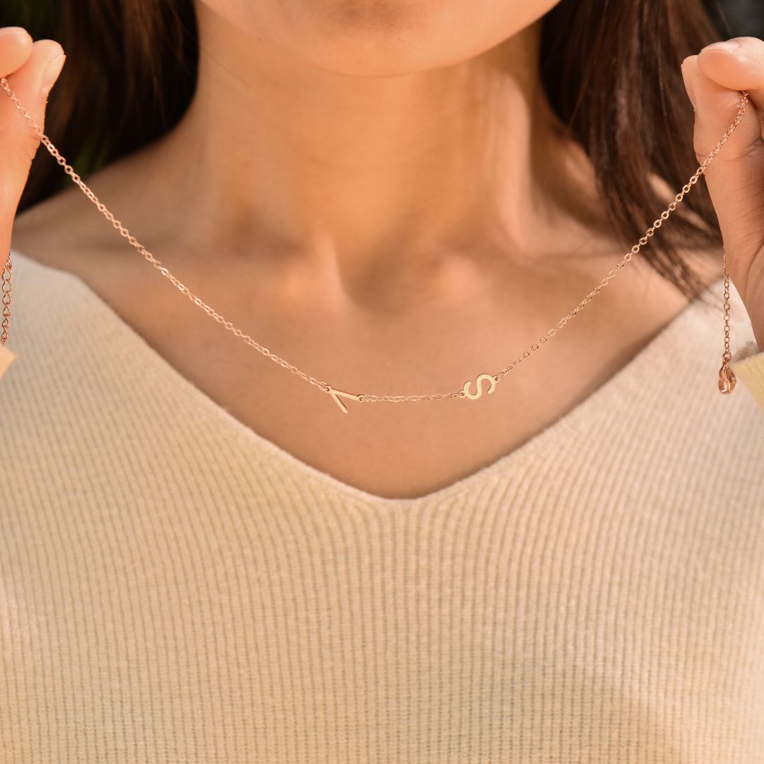 Personalized Sideway Initial Necklace