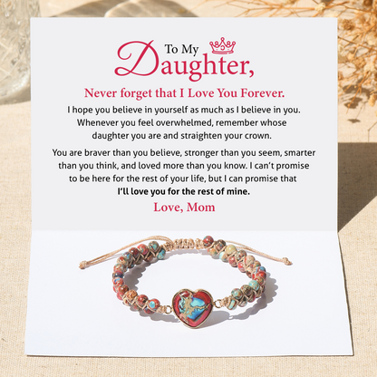 Mother & Daughter, Love You Forever Jasper Heart Bracelet