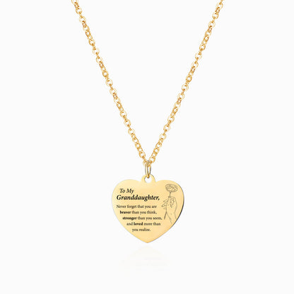 To My Granddaughter, I Love You Engraved Heart Necklace