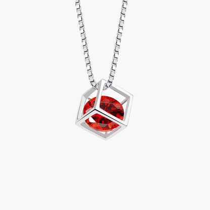 Birthstone Cube Pendant Necklace
