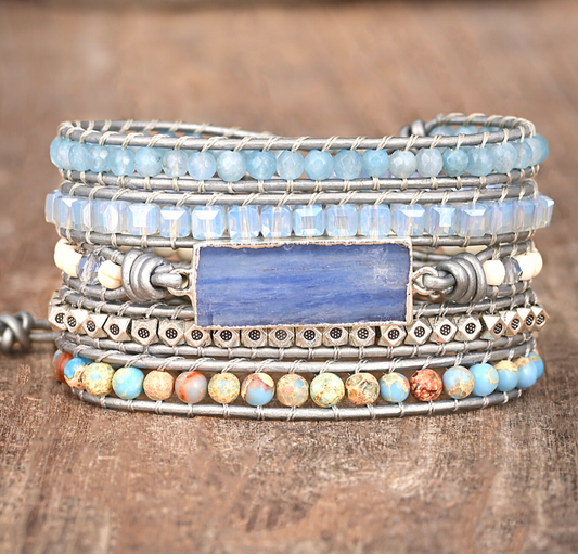 Healing Aura Blue Topaz Wrap Bracelet Free Shipping