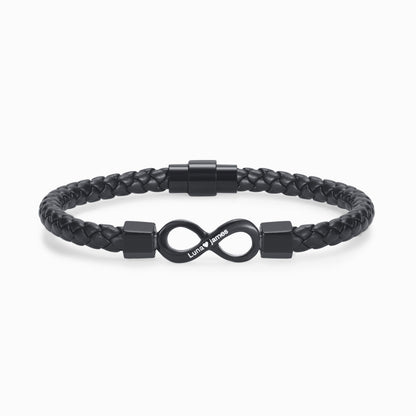 A mi alma gemela, te amo para siempre Pulsera de cuero infinita con doble nombre personalizada