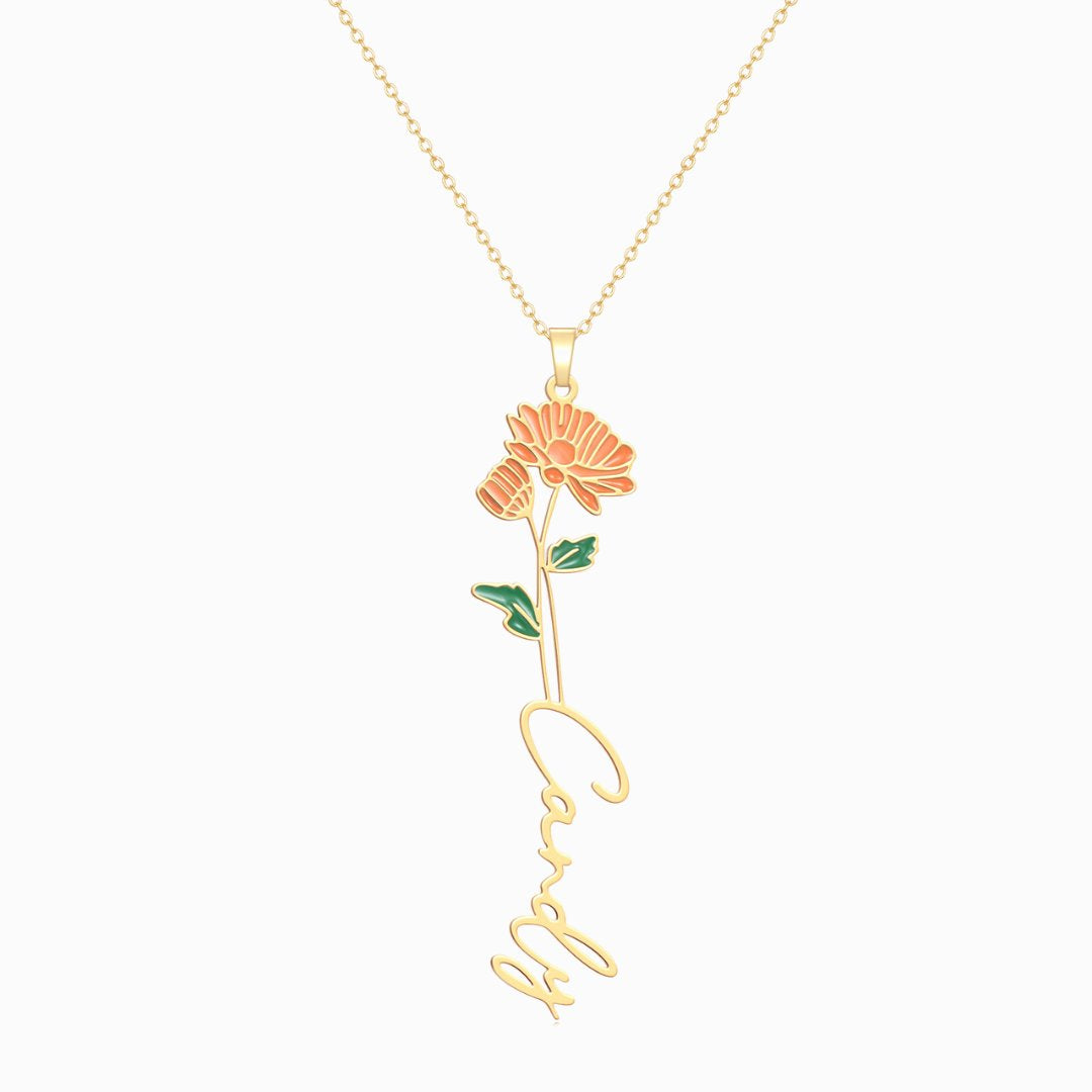 To My Daughter, So Proud of You Personalized Birth Flower Name Necklace