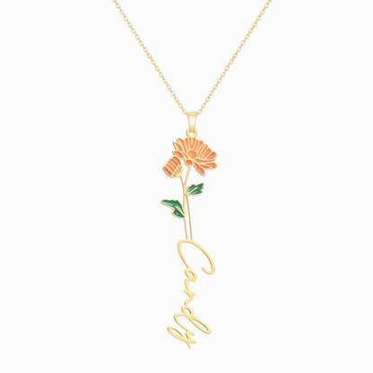 To My Daughter, So Proud of You Personalized Birth Flower Name Necklace