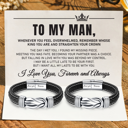 To My Man, I Love You Forever and Always Linked Couple Bracelet