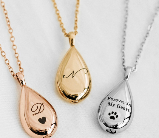 Personalized Teardrop Urn Necklace Pendant for Ashes Cremation Jewelry