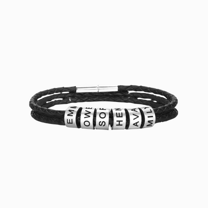 Personalisiertes Perlen-Lederarmband für Herren