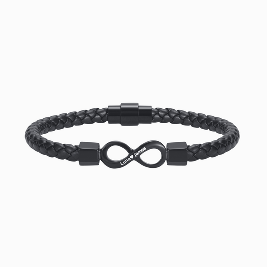 A mi esposa, cuando te digo que te amo Pulsera de cuero infinita con doble nombre personalizada