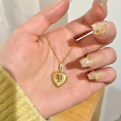 S925 Heart Shaped Gemstone Necklace