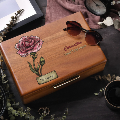 Custom Jewelry Box with Birth Flower