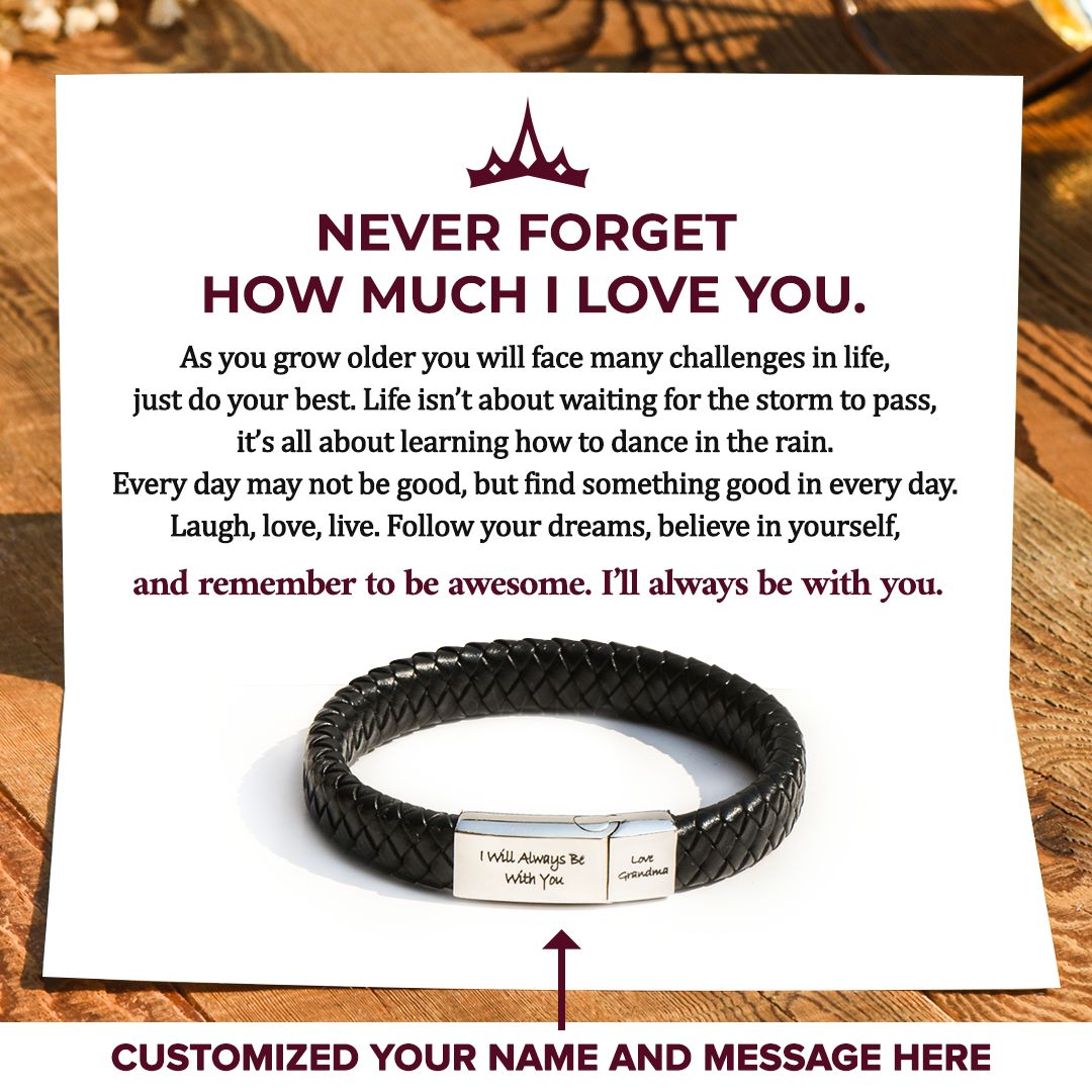 Always Be With You Men’s Personalized Message Bracelet