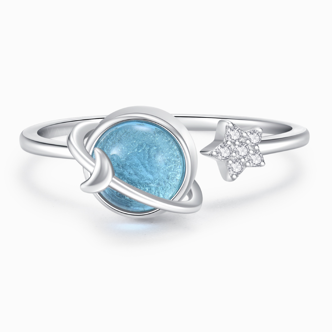 Anillo giratorio para aliviar el estrés, estrella y luna, para mi hija