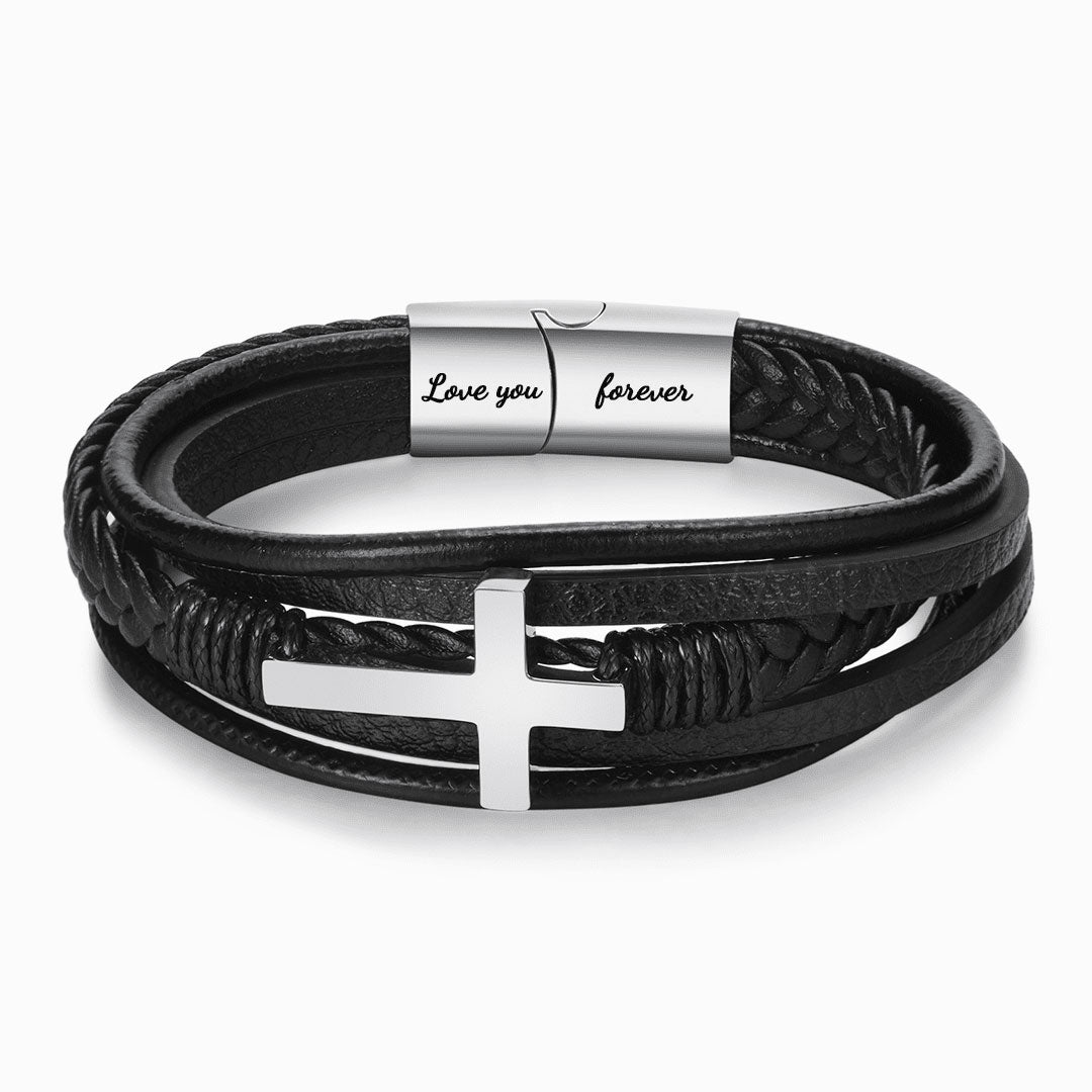 Umarmung vom Himmel Leder Kreuz Armband