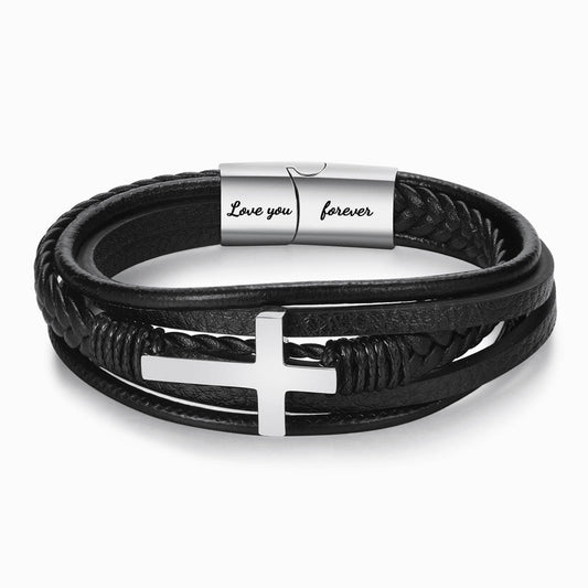 Hug From Heaven Leather Cross Bracelet